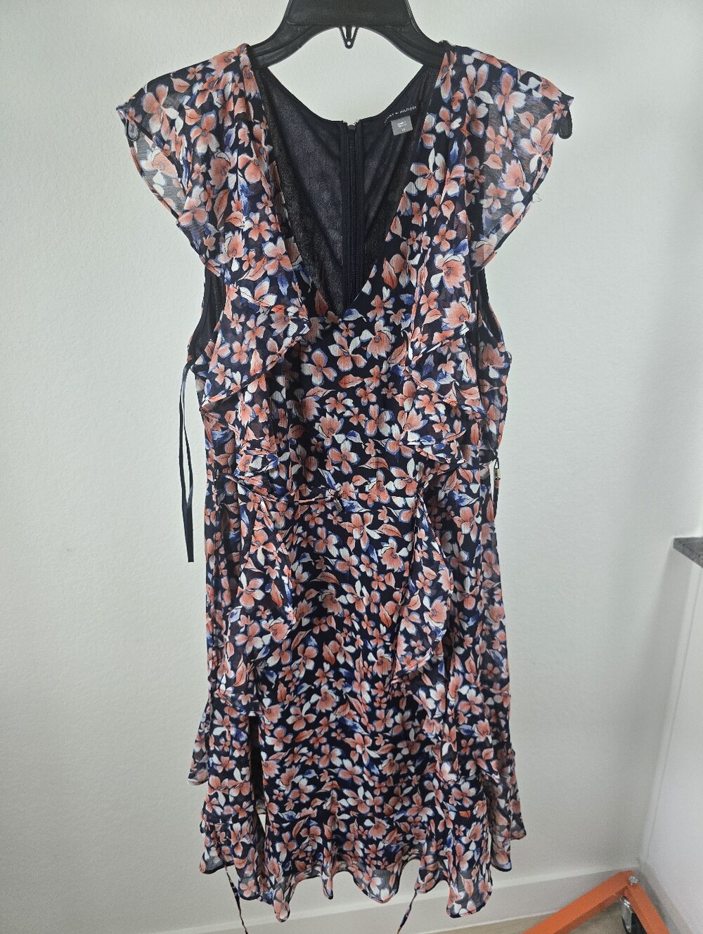 NWT Tommy Hilfiger Floral Ruffle Wrap Dress Navy Pink Size 16 MSRP $129 - Picture 4 of 10